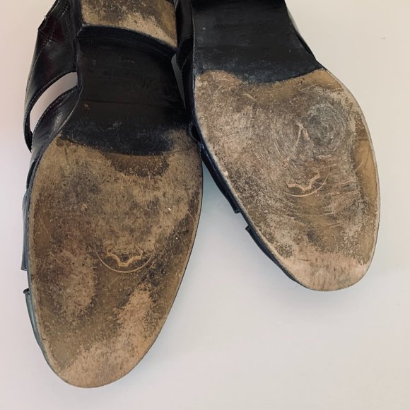 Bragano Hand Crafted Italian Black Closed Toe Buckle Sandal  Sz10.5